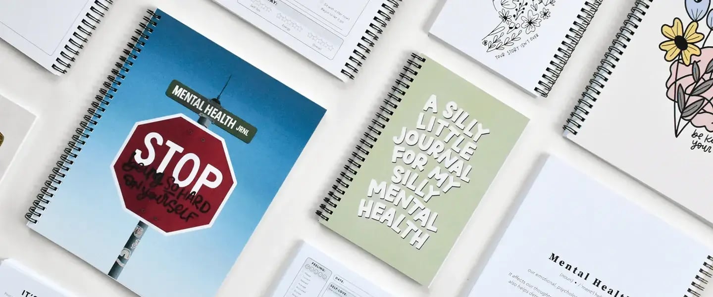 Journals laid out on a table